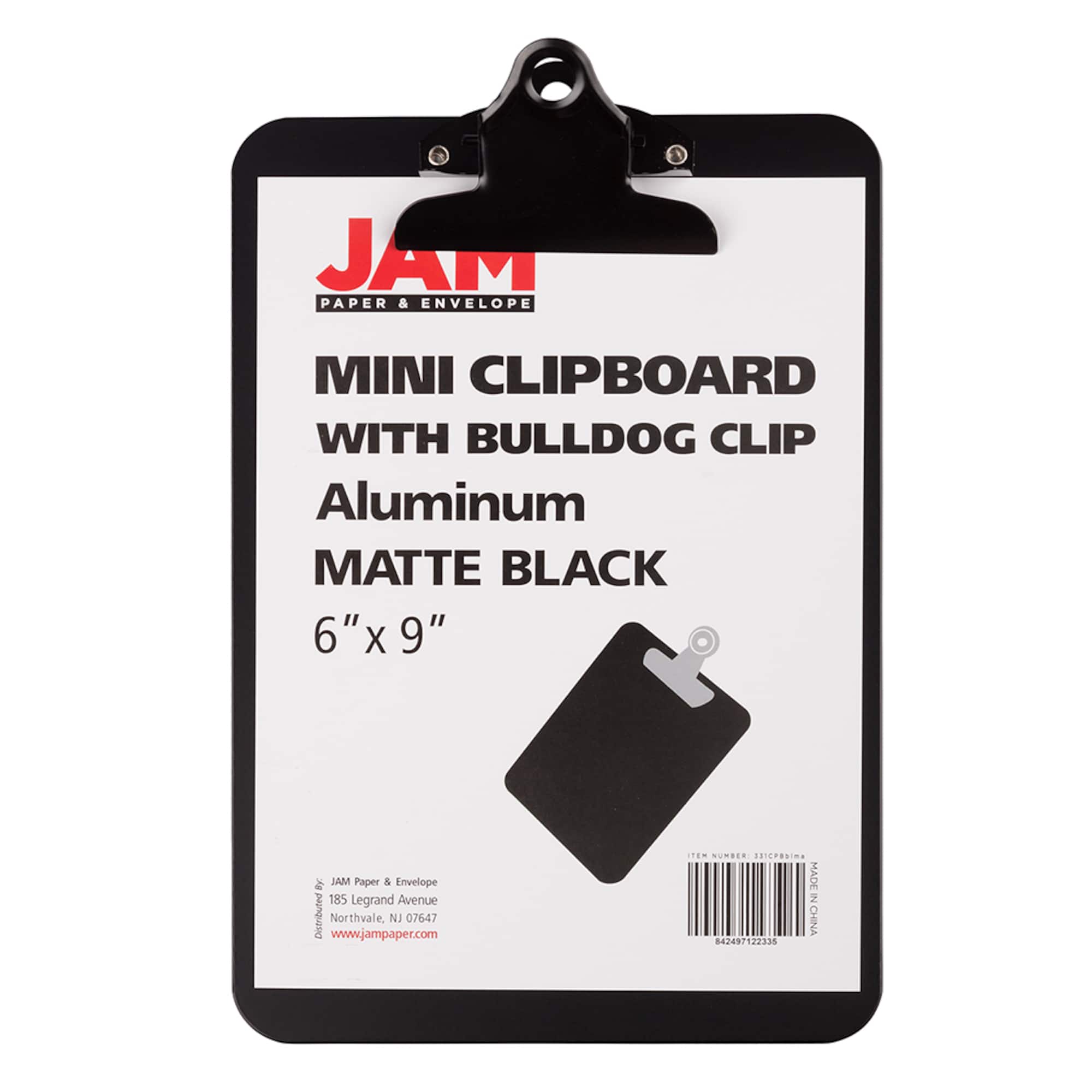 JAM Paper Black Mini Aluminum Clipboard with Bulldog Clip